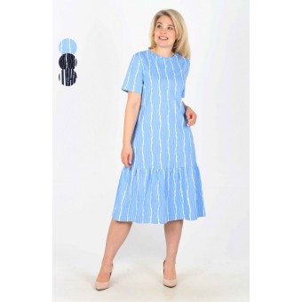 Платье  женское       из кулирки     с коротким рукавом  черное  Полоска