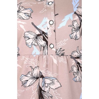 Платье  женское       из кулирки   на пуговицах  с коротким рукавом  в ассортименте  Цветы   