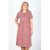 Платье женское из кулирки на пуговицах с коротким рукавом в ассортименте Цветы