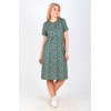 Платье женское из кулирки на пуговицах с коротким рукавом в ассортименте Цветы