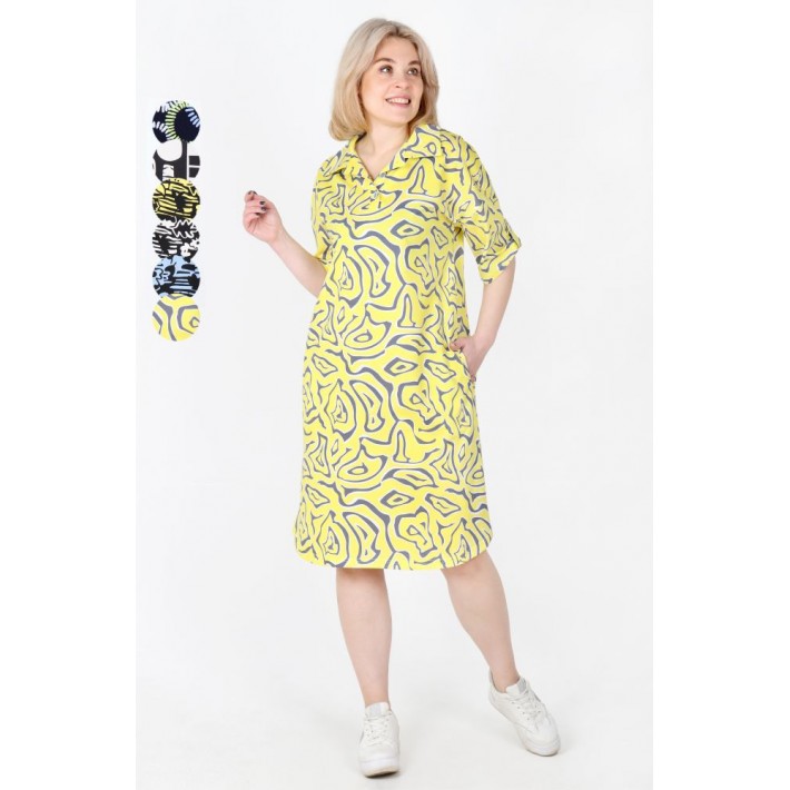 Платье женское из кулирки с коротким рукавом черное Рисунок