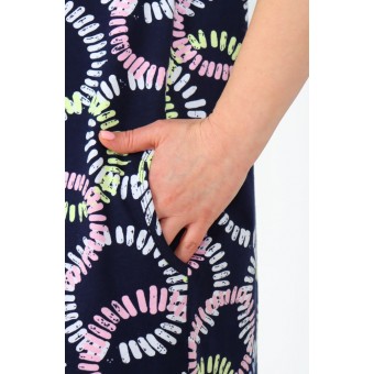 Платье  женское       из кулирки     с коротким рукавом  черное  Рисунок   