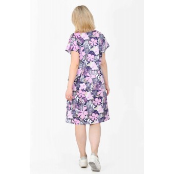 Туника  женская       из кулирки     с коротким рукавом  в ассортименте  Цветы   