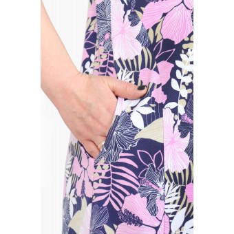 Туника  женская       из кулирки     с коротким рукавом  в ассортименте  Цветы   