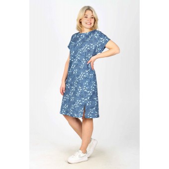 Туника  женская       из кулирки     с коротким рукавом  в ассортименте  Цветы   