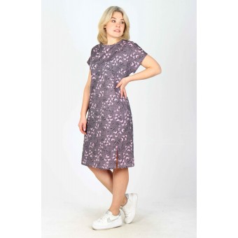 Туника  женская       из кулирки     с коротким рукавом  в ассортименте  Цветы   