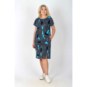 Туника  женская       из кулирки     с коротким рукавом  в ассортименте  Цветы   