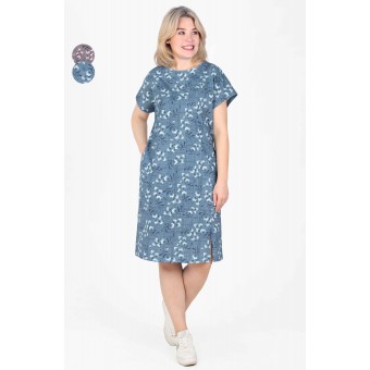 Туника  женская       из кулирки     с коротким рукавом  в ассортименте  Цветы   