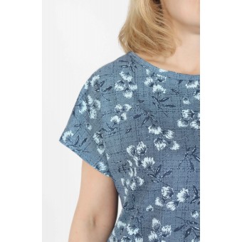 Туника  женская       из кулирки     с коротким рукавом  в ассортименте  Цветы