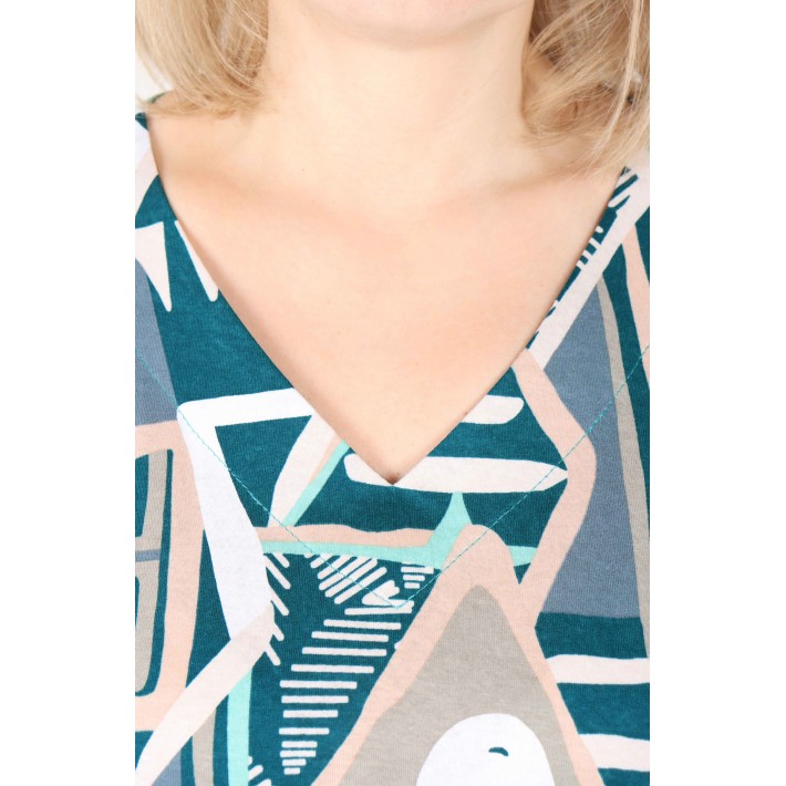 Платье женское из кулирки с коротким рукавом в ассортименте Абстракция