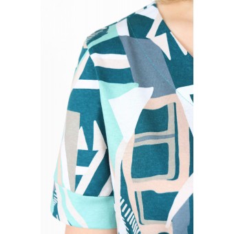 Платье  женское       из кулирки     с коротким рукавом  в ассортименте  Абстракция   