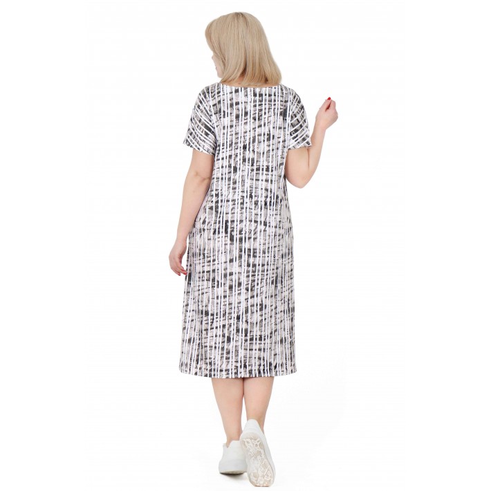 Платье женское из кулирки с коротким рукавом в ассортименте Абстракция