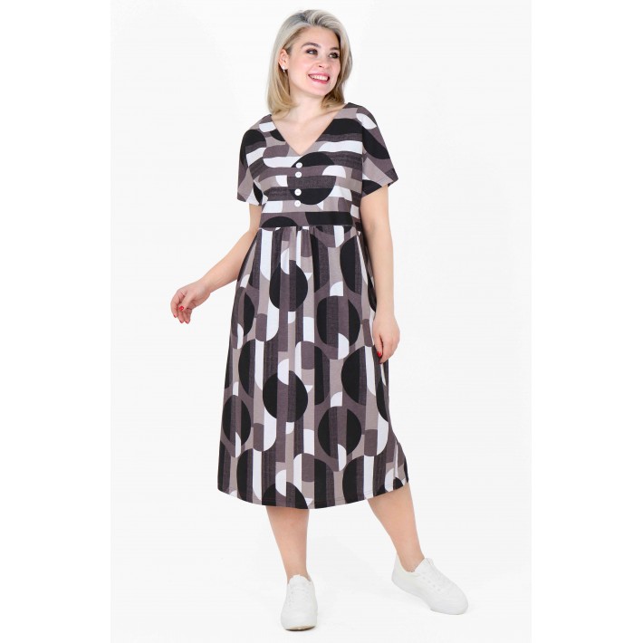 Платье женское из кулирки с коротким рукавом в ассортименте Абстракция