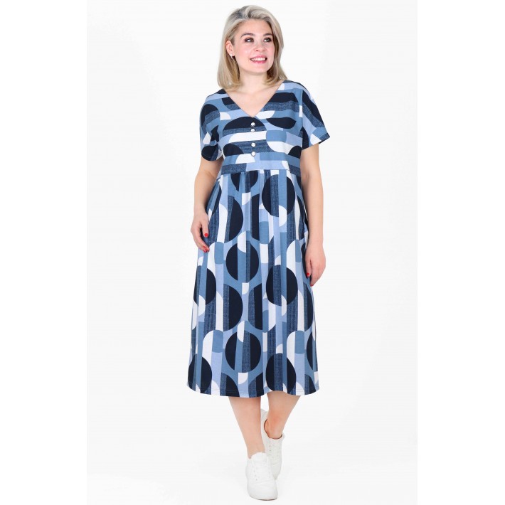 Платье женское из кулирки с коротким рукавом в ассортименте Абстракция