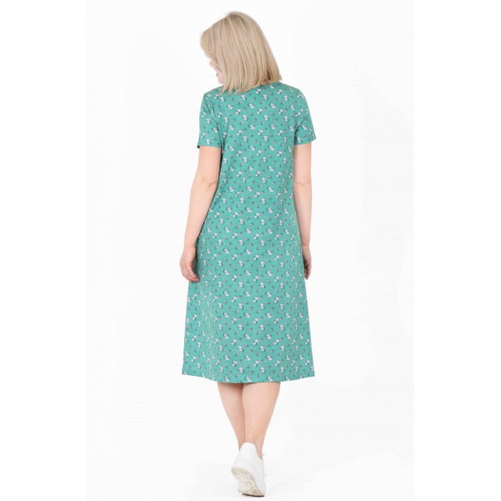 Платье женское из кулирки с коротким рукавом в ассортименте Цветы