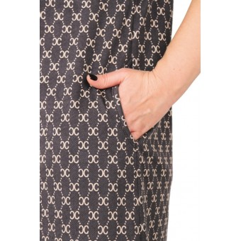 Туника  женская       из кулирки     с коротким рукавом  коричневая  Абстракция   