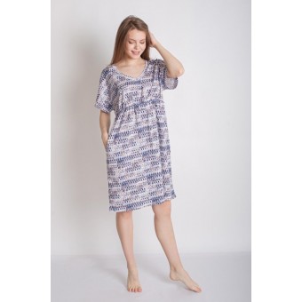 Платье  женское       из кулирки     с коротким рукавом  синее     