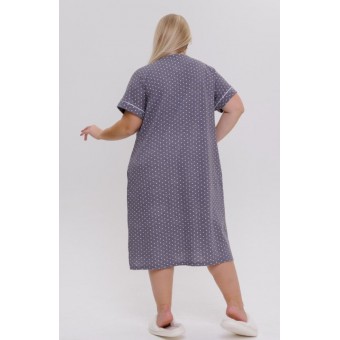 Туника  женская       из кулирки     с коротким рукавом  серая  Горох