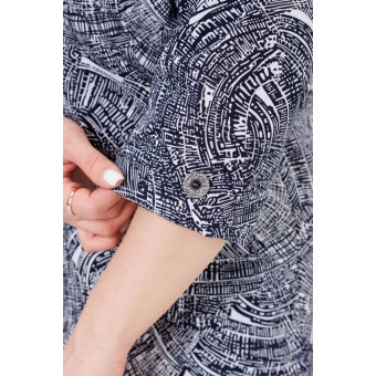 Туника  женская       из кулирки     с рукавом 3/4  синяя  Орнамент   