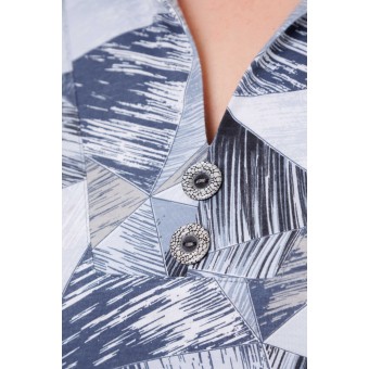 Туника  женская       из кулирки     с рукавом 3/4  синяя  Клетка   