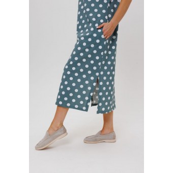 Платье  женское       из кулирки     с коротким рукавом  зеленое  Круги