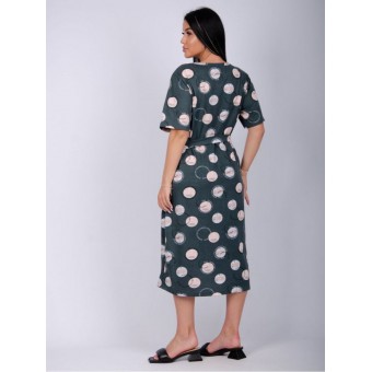 Платье  женское       из кулирки     с коротким рукавом  зеленое