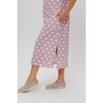 Платье  женское       из кулирки     с коротким рукавом  розовое  Круги   