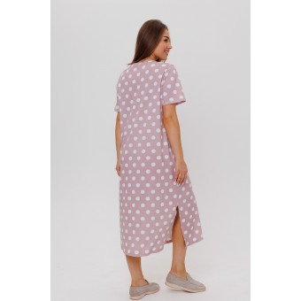 Платье  женское       из кулирки     с коротким рукавом  розовое  Круги   
