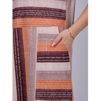 Платье  женское       из кулирки     с коротким рукавом  коричневое  Полоска