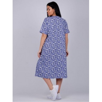 Платье  женское       из кулирки     с коротким рукавом  голубое