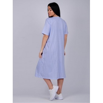 Платье  женское       из кулирки     с коротким рукавом  голубое