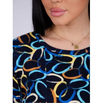 Платье  женское       из кулирки     с коротким рукавом  синее