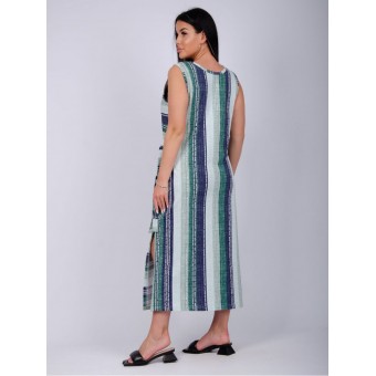 Сарафан         из кулирки     без рукавов  Зеленый  Полоска