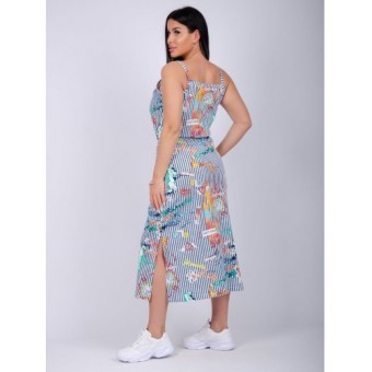 Сарафан         из кулирки     на бретелях  Разноцветный  Полоска