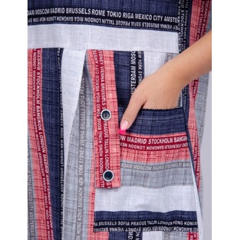 Платье  женское       трикотажное     с коротким рукавом  Красный, Серый  Полоска