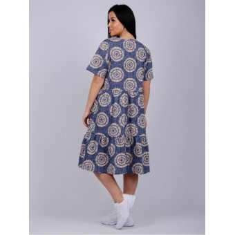 Платье  женское       из кулирки     с коротким рукавом  синее