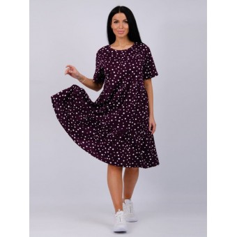 Платье  женское       из кулирки     с коротким рукавом  бордовое     