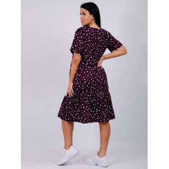 Платье  женское       из кулирки     с коротким рукавом  бордовое