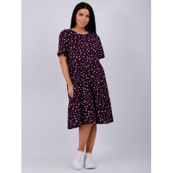 Платье  женское       из кулирки     с коротким рукавом  бордовое