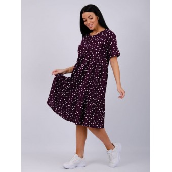 Платье  женское       из кулирки     с коротким рукавом  бордовое