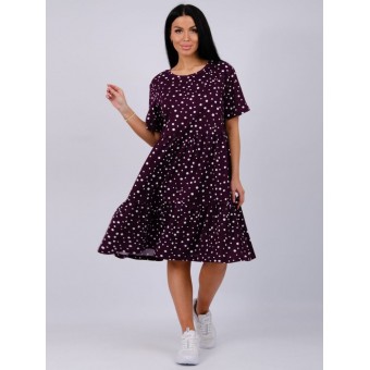 Платье  женское       из кулирки     с коротким рукавом  бордовое