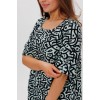 Платье женское из кулирки с коротким рукавом зеленое Орнамент