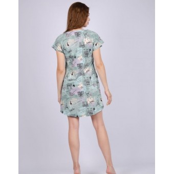 Туника  женская       из кулирки     с коротким рукавом  зеленая