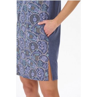 Платье  женское       трикотажное     с коротким рукавом  фиолетовое  Цветы