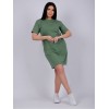Туника женская из кулирки с коротким рукавом зеленая однотонная