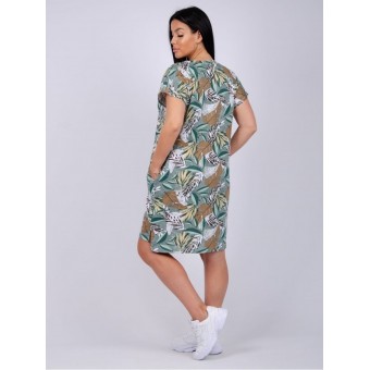 Туника  женская       из кулирки     с коротким рукавом  зеленая