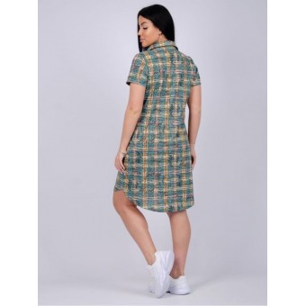 Туника  женская       из кулирки     с коротким рукавом  зеленая     