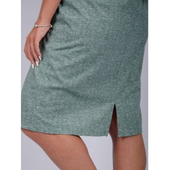 Платье  женское       из кулирки     с коротким рукавом  зеленое  Полоска