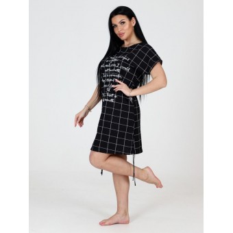 Туника  женская       из кулирки     с коротким рукавом  черная  Надписи