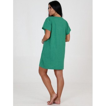 Туника  женская       из кулирки     с коротким рукавом  зеленая  Животные   